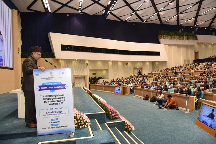 Grand government convention hall interior representative of Vigyan Bhawan's plenary hall