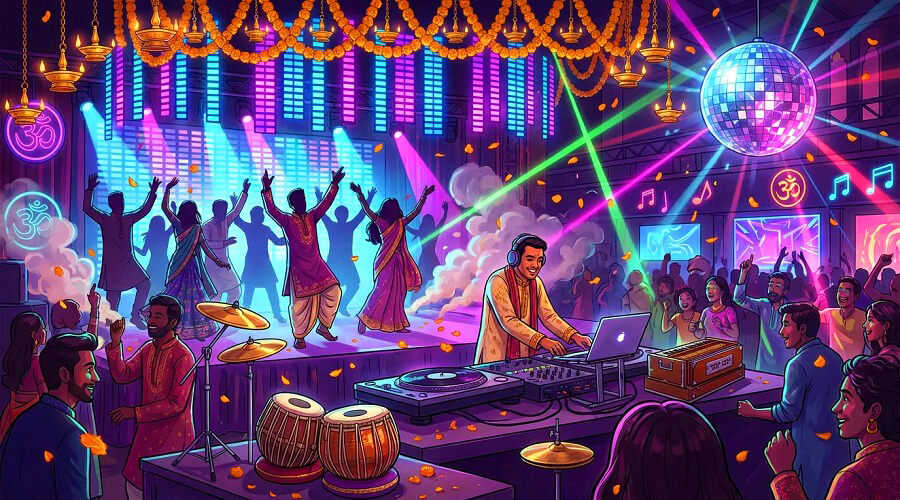 Bhajan Clubbing Event in Delhi with Large Crowd