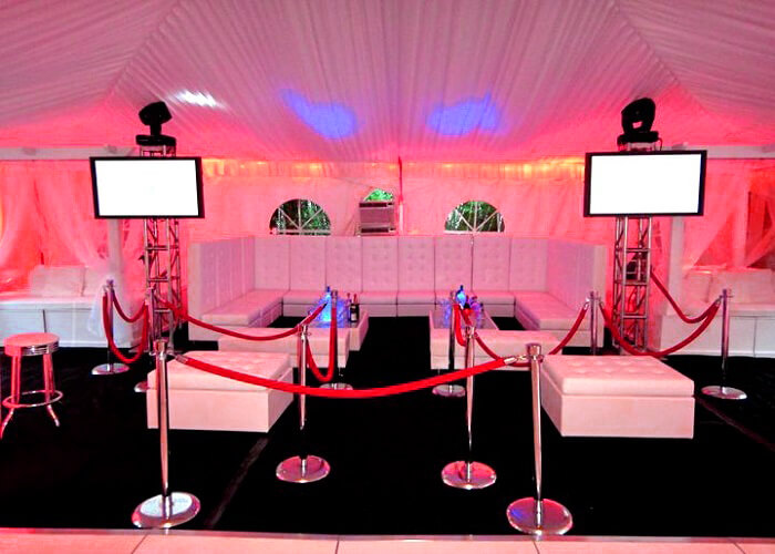 Velvet sofa VIP seating area