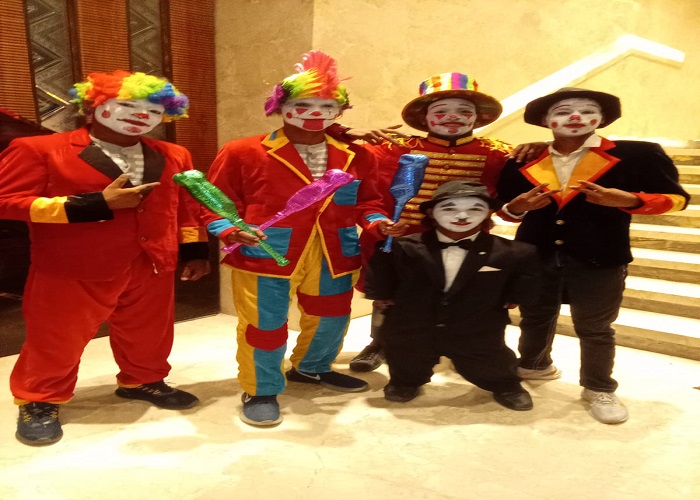 Colourful carnival celebration with performers