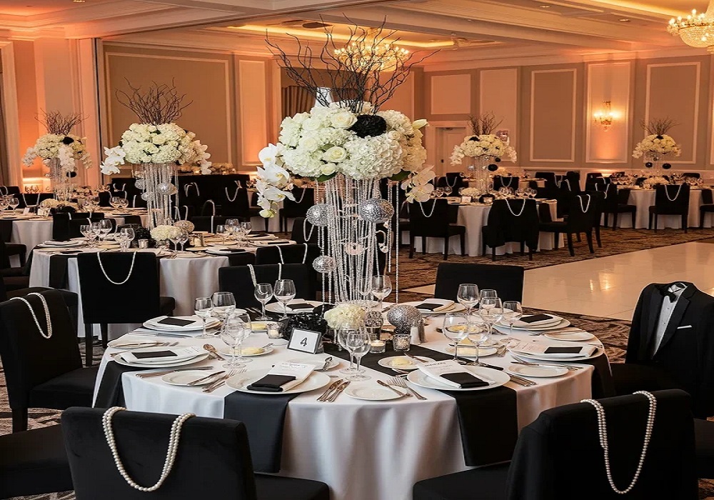 Black and White Theme Party Decoration and Event Setup